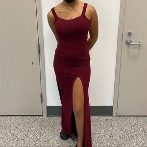 Burgundy Split Strapped Dress